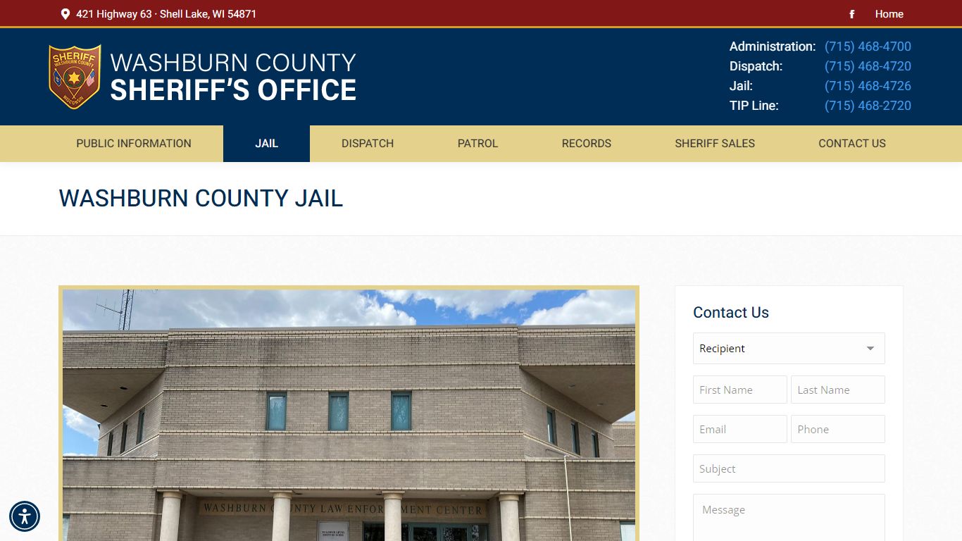 Washburn County Jail – Washburn County Sheriff's Office