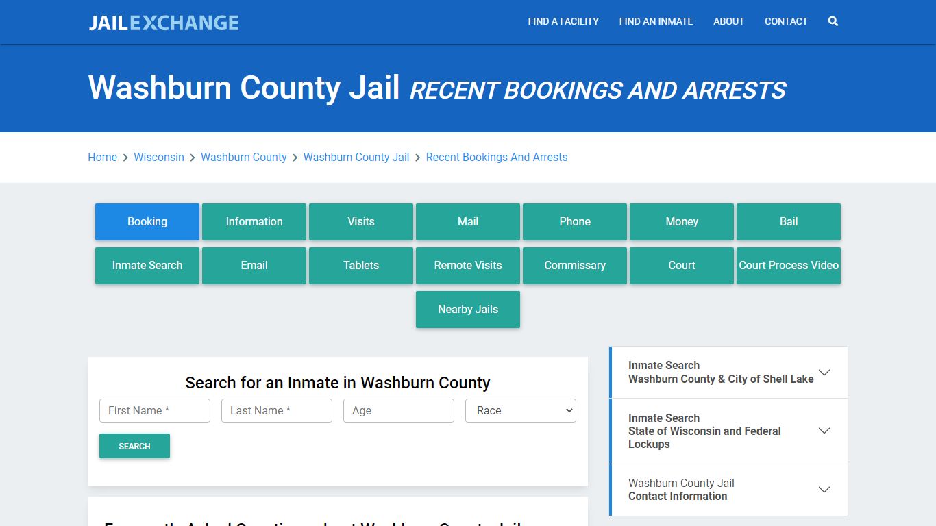 Washburn County Jail Recent Bookings And Arrests - Jail Exchange