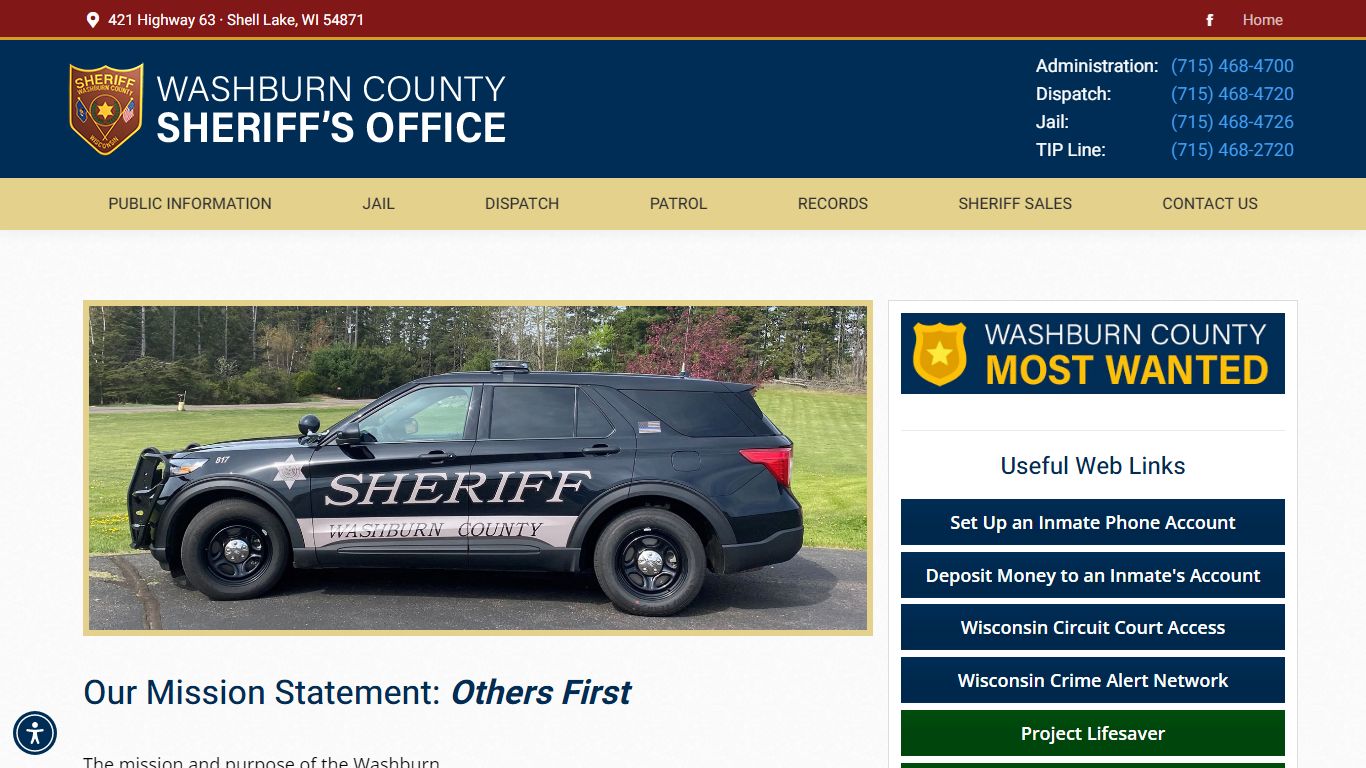 Washburn County Sheriff's Office – Sheriff Dennis Stuart